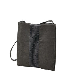 エルメス エールライン 斜め掛け ショルダーバッグ ポシェット グレー ブラック キャンバス レディース HERMES 【中古】
