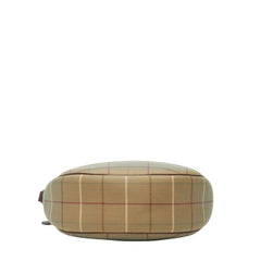 バーバリー チェック ショルダーバッグ カーキグリーン ブラウン キャンバス レザー レディース BURBERRY 【中古】