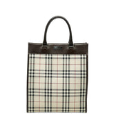 バーバリー ノバチェック トートバッグ ハンドバッグ ベージュ マルチカラー キャンバス レザー レディース BURBERRY 【中古】