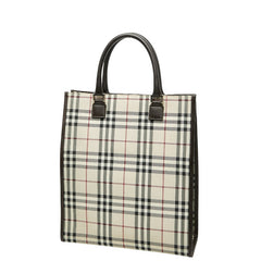 バーバリー ノバチェック トートバッグ ハンドバッグ ベージュ マルチカラー キャンバス レザー レディース BURBERRY 【中古】