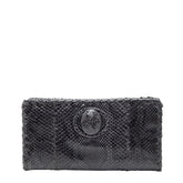 ボッテガヴェネタ パイソン クラッチ バッグ セカンドバッグ ブラック レザー レディース BOTTEGAVENETA 【中古】