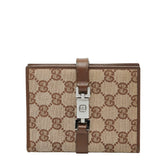 グッチ GGキャンバス ジャッキー - 手帳カバー 031 2888 ベージュ ブラウン キャンバス レザー レディース GUCCI 【中古】