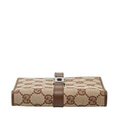 グッチ GGキャンバス ジャッキー - 手帳カバー 031 2888 ベージュ ブラウン キャンバス レザー レディース GUCCI 【中古】