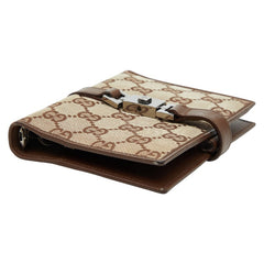 グッチ GGキャンバス ジャッキー - 手帳カバー 031 2888 ベージュ ブラウン キャンバス レザー レディース GUCCI 【中古】