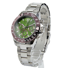 テクノス 腕時計 クオーツ グリーン文字盤 ステンレススチール メンズ TECHNOS 【中古】