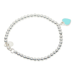 ティファニー リターン トゥ ティファニー ミニハートタグ 1Pダイヤ ブレスレット ボールチェーン シルバー ティファニーブルー SV925 シルバー レディース TIFFANY&Co. 【中古】