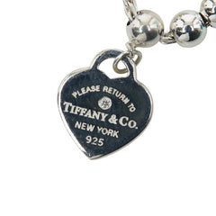 ティファニー リターン トゥ ティファニー ミニハートタグ 1Pダイヤ ブレスレット ボールチェーン シルバー ティファニーブルー SV925 シルバー レディース TIFFANY&Co. 【中古】