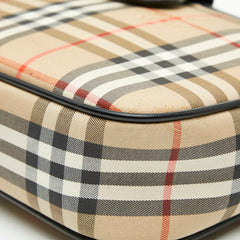 バーバリー ノバチェック シャドーホース ショルダーバッグ ベージュ ブラック キャンバス レザー レディース BURBERRY 【中古】