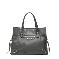 バレンシアガ ペーパー ミニ ハンドバッグ 357333 グレー レザー レディース BALENCIAGA 【中古】