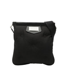 マルタンマルジェラ ロゴ ショルダーバッグ ブラック キャンバス レザー レディース MARTIN MARGIELA 【中古】
