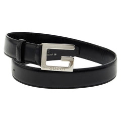 グッチ Gバックル ベルト サイズ65・26 ブラック レザー レディース GUCCI 【中古】