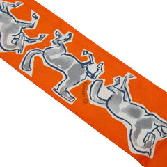 エルメス ツイリー chevaux en liberte 自由の馬 スカーフ オレンジ ホワイト レディース HERMES 【中古】