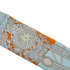 エルメス ツイリー De l'Ombrelle aux Duels Vieux 杖傘と決闘 スカーフ ライトブルー マルチカラー レディース HERMES 【中古】