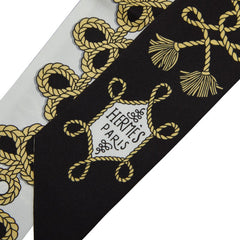 エルメス ツイリー Galons et Brandebourgs 飾緒とブランデンブルク飾り スカーフ ブラック ホワイト マルチカラー レディース HERMES 【中古】