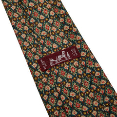 エルメス 総柄 ネクタイ グリーン マルチカラー シルク メンズ HERMES 【中古】