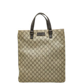 グッチ GGスプリーム ハンドバッグ トートバッグ 131258 ベージュ ブラウン PVC レザー レディース GUCCI 【中古】