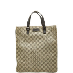 グッチ GGスプリーム ハンドバッグ トートバッグ 131258 ベージュ ブラウン PVC レザー レディース GUCCI 【中古】