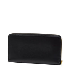 セリーヌ ロゴ モチーフ 長財布 ブラック レザー レディース CELINE 【中古】