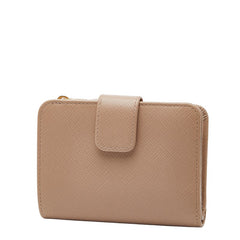 プラダ ロゴ 二つ折り財布 1ML018 ピンク ベージュ サフィアーノレザー レディース PRADA 【中古】