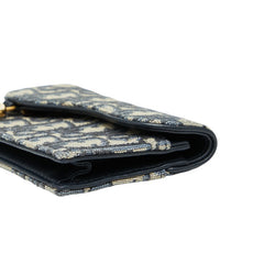 ディオール オブリーク カードケース 名刺入れ ベージュ ネイビー キャンバス レディース Dior 【中古】