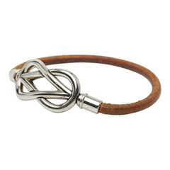 エルメス アタメ ブレスレット シルバー ブラウン メタル レザー レディース HERMES 【中古】