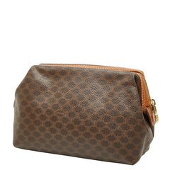 セリーヌ マカダム ポーチ 小物入れ ブラウン PVC レザー レディース CELINE 【中古】