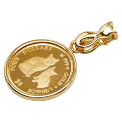 K24IG インゴット K18YG イエローゴールド エリザベス2世 クック諸島 キャット 4ドル金貨 1/30OZ ペンダントトップ レディース 【中古】