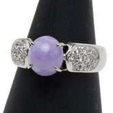 Pt900 プラチナ ラベンダー翡翠2.30ct ダイヤ0.315ct リング 指輪 レディース 13号 【中古】