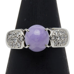 Pt900 プラチナ ラベンダー翡翠2.30ct ダイヤ0.315ct リング 指輪 レディース 13号 【中古】