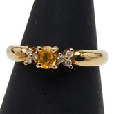 K18YG イエローゴールド イエローサファイア0.33ct ダイヤ0.06ct リング 指輪 レディース 11号 【中古】