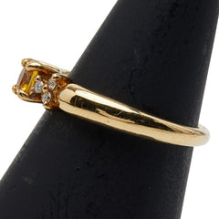 K18YG イエローゴールド イエローサファイア0.33ct ダイヤ0.06ct リング 指輪 レディース 11号 【中古】