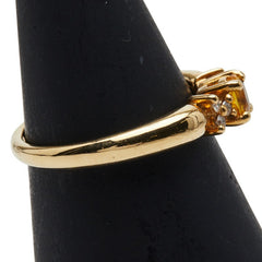 K18YG イエローゴールド イエローサファイア0.33ct ダイヤ0.06ct リング 指輪 レディース 11号 【中古】