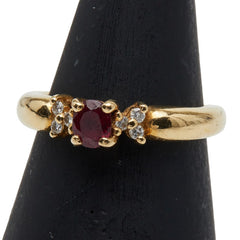 K18YG イエローゴールド ルビー0.68ct ダイヤ0.06ct リング 指輪 レディース 10号 【中古】