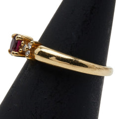 K18YG イエローゴールド ルビー0.68ct ダイヤ0.06ct リング 指輪 レディース 10号 【中古】