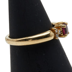 K18YG イエローゴールド ルビー0.68ct ダイヤ0.06ct リング 指輪 レディース 10号 【中古】