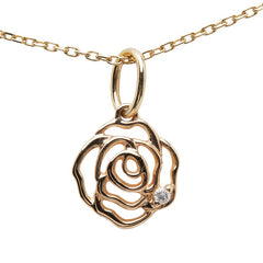 アガット K10YG イエローゴールド ダイヤ0.01ct ローズ 薔薇 モチーフ ペンダントネックレス レディース agete 【中古】