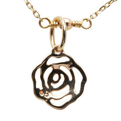 アガット K10YG イエローゴールド ダイヤ0.01ct ローズ 薔薇 モチーフ ペンダントネックレス レディース agete 【中古】