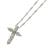 Pt900 プラチナ Pt850 プラチナ ダイヤ0.20ct クロス 十字架 モチーフ ペンダントネックレス レディース 【中古】