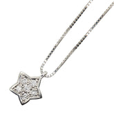 K18WG ホワイトゴールド ダイヤ0.18ct スター 星 モチーフ ペンダントネックレス レディース 【中古】