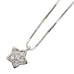 K18WG ホワイトゴールド ダイヤ0.18ct スター 星 モチーフ ペンダントネックレス レディース 【中古】