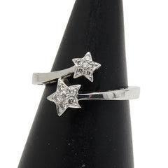 K18WG ホワイトゴールド ダイヤ0.15ct スター 星 モチーフ リング 指輪 レディース 11.5号 【中古】