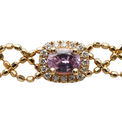 K18YG イエローゴールド サファイア0.25ct ダイヤ0.05ct ネックレス レディース 【中古】