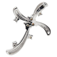K18WG ホワイトゴールド ダイヤ0.10ct クロス 十字架 モチーフ ペンダントトップ レディース 【中古】