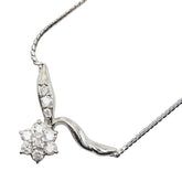 Pt900 プラチナ Pt850 プラチナ ダイヤ0.34ct フラワー 花 モチーフ ペンダントネックレス レディース 【中古】