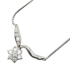 Pt900 プラチナ Pt850 プラチナ ダイヤ0.34ct フラワー 花 モチーフ ペンダントネックレス レディース 【中古】
