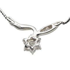 Pt900 プラチナ Pt850 プラチナ ダイヤ0.34ct フラワー 花 モチーフ ペンダントネックレス レディース 【中古】