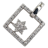 K18WG ホワイトゴールド ダイヤ0.35ct スクエア モチーフ ペンダントトップ レディース 【中古】