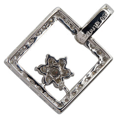 K18WG ホワイトゴールド ダイヤ0.35ct スクエア モチーフ ペンダントトップ レディース 【中古】