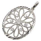 Pt900 プラチナ ダイヤ0.10ct フラワー 花 モチーフ ペンダントトップ レディース 【中古】