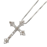 K18WG ホワイトゴールド ダイヤ0.50ct クロス 十字架 モチーフ ペンダントネックレス レディース 【中古】